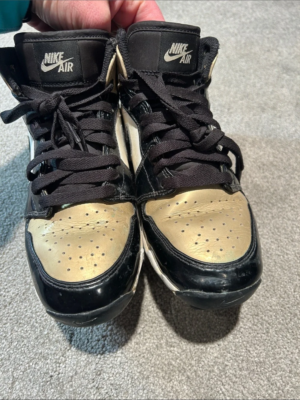 Nike Jordan Black, White & Gold High-Top Cleats